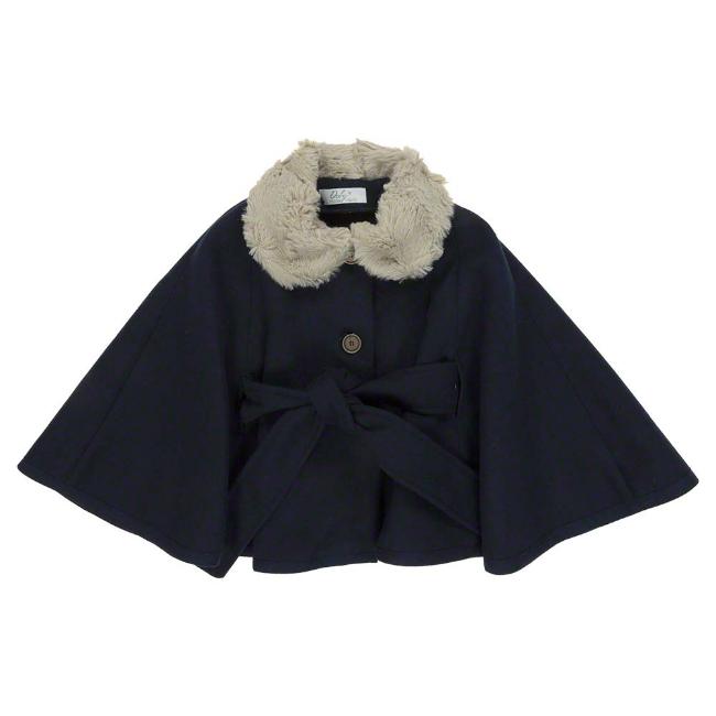 Picture of  Loan Bor Doby Cape Faux Fur Collar - Navy Blue