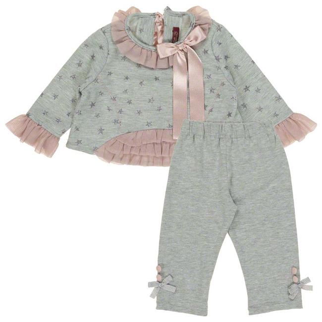 Picture of Loan Bor Baby Star Tracksuit With Tulle Ruffles - Grey Pink