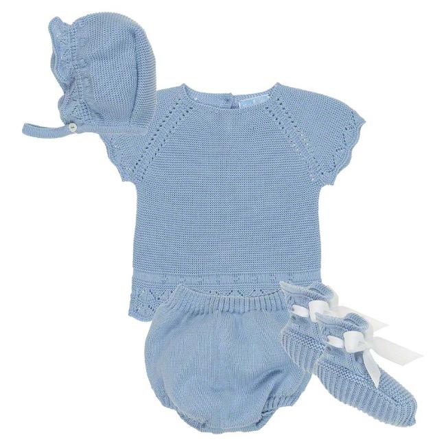 Picture of Mac Ilusion Knitted Set With Booties & Bonnet - Blue