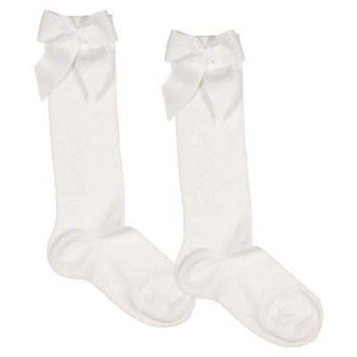 Picture of Meia Pata Knee High Sock With Grosgrain Side Bow - White