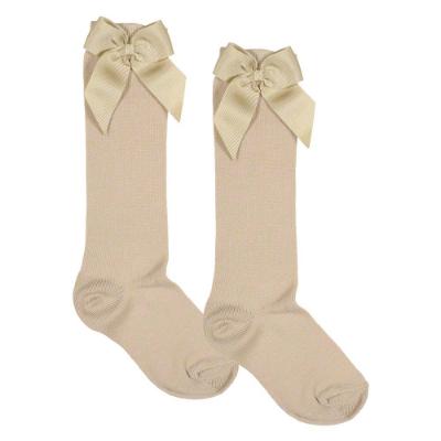Picture of Meia Pata Knee High Sock With Grosgrain Side Bow - Beige