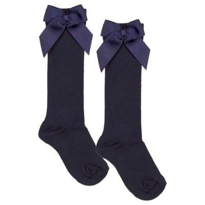 Picture of Meia Pata Knee High Sock With Grosgrain Side Bow - Navy