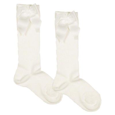Picture of Meia Pata Knee High Sock With Grosgrain Side Bow - Ivory