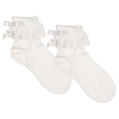 Picture of Meia Pata Occasion Back Bow Lace Cuff Sock - White