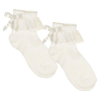 Picture of Meia Pata Occasion Back Bow Lace Cuff Sock - Ivory
