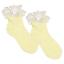 Picture of Meia Pata Occasion Side Bow Lace Ruffle Sock -Lemon White