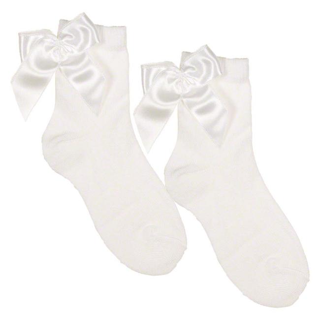 Picture of Meia Pata Occasion Back Satin Bow Ankle Sock - White