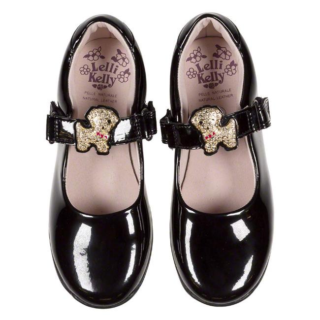 Picture of Lelli Kelly Poppy Puppy School Shoe F Fitting - Black Patent