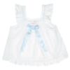 Picture of Miss P  Broderie Lace Trimmed Cotton Pyjamas - White Blue