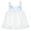 Picture of Miss P  Lace Panel Double Bow Cotton Pyjamas - White Blue