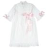 Picture of Miss P  Lace Panel Double Bow Cotton Nightgown - White Pink