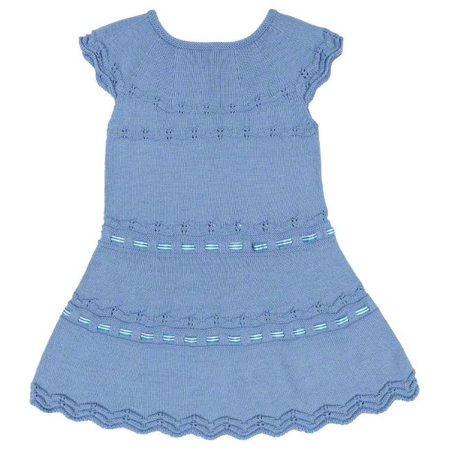 Picture of Carmen Taberner Girls Knitted Short Sleeve Dress - Azul Blue