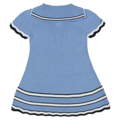 Picture of Carmen Taberner Girls Knitted Short Sleeve Dress - Blue Navy