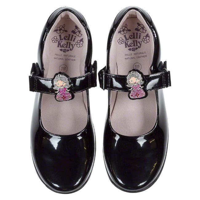 Picture of Lelli Kelly Prinny Princess School Shoe Wide G Fitting - Black Patent