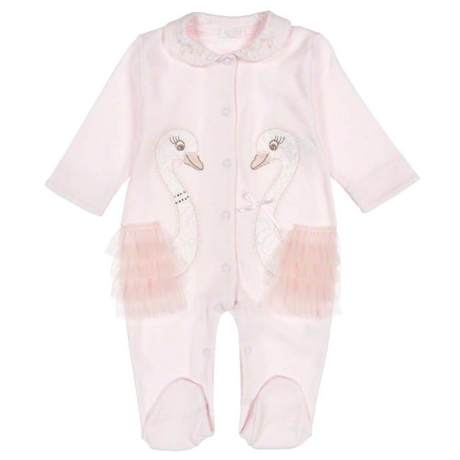 Picture of Sofija Babygrow With Lace Swans & Tulle - Pink