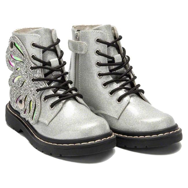 Picture of Lelli Kelly Fairy Wings Butterfly Ankle Boot - Silver Patent Glitter