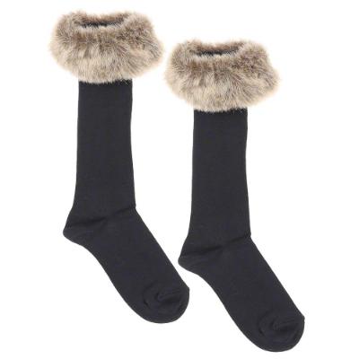 Picture of Meia Pata Occasion Knee Sock With Faux Fur Cuff - Navy