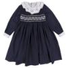Picture of Miss P Hand Smocked L/S Dress & Bow Set - Navy White