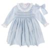 Picture of Miss P Hand Smocked L/S Dress & Bow Set - Blue Check