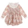 Picture of Miss P Hand Smocked L/S Bubble Romper & Bow Set - Pink Horses