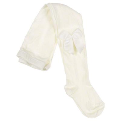 Picture of Condor Socks Plain Knit Tights With Grosgrain Bow - Cream
