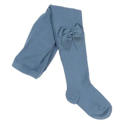 Picture of Condor Socks Plain Knit Tights With Grosgrain Bow - Azul Francia