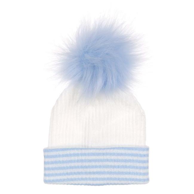 Picture of Pom Pom Envy Baby Stripe Single Pom - White Blue