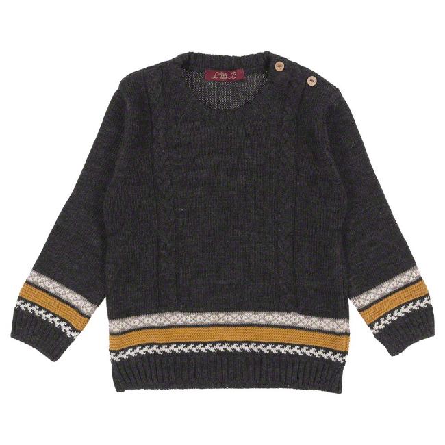 Picture of Loan Bor Toddler Boy Cable Knitted Sweater - Navy Mustard