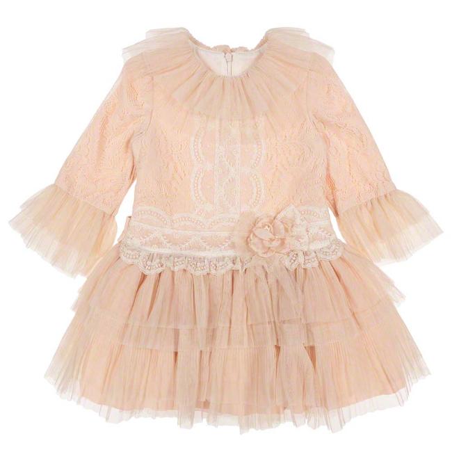 Picture of Loan Bor Lace & Tulle Ruffle Dress - Peach