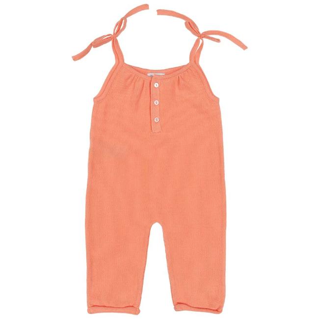 Picture of Wedoble Baby Girls Fixed Bow Knitted Cotton Dungarees - Coral Pink