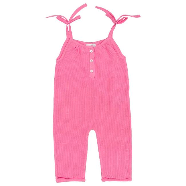 Picture of Wedoble Baby Girls Fixed Bow Knitted Cotton Dungarees - Fuschia Pink