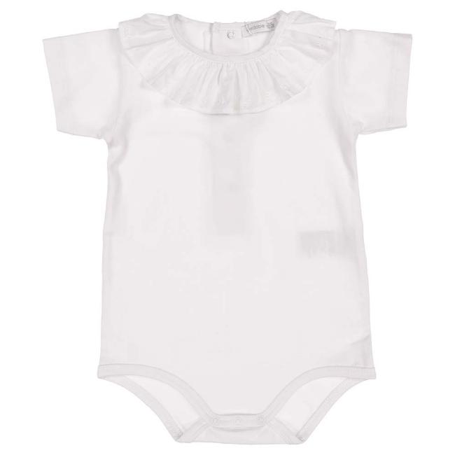 Picture of Wedoble Baby Girls Embroidered Ruffle Collar Bodysuit - White White
