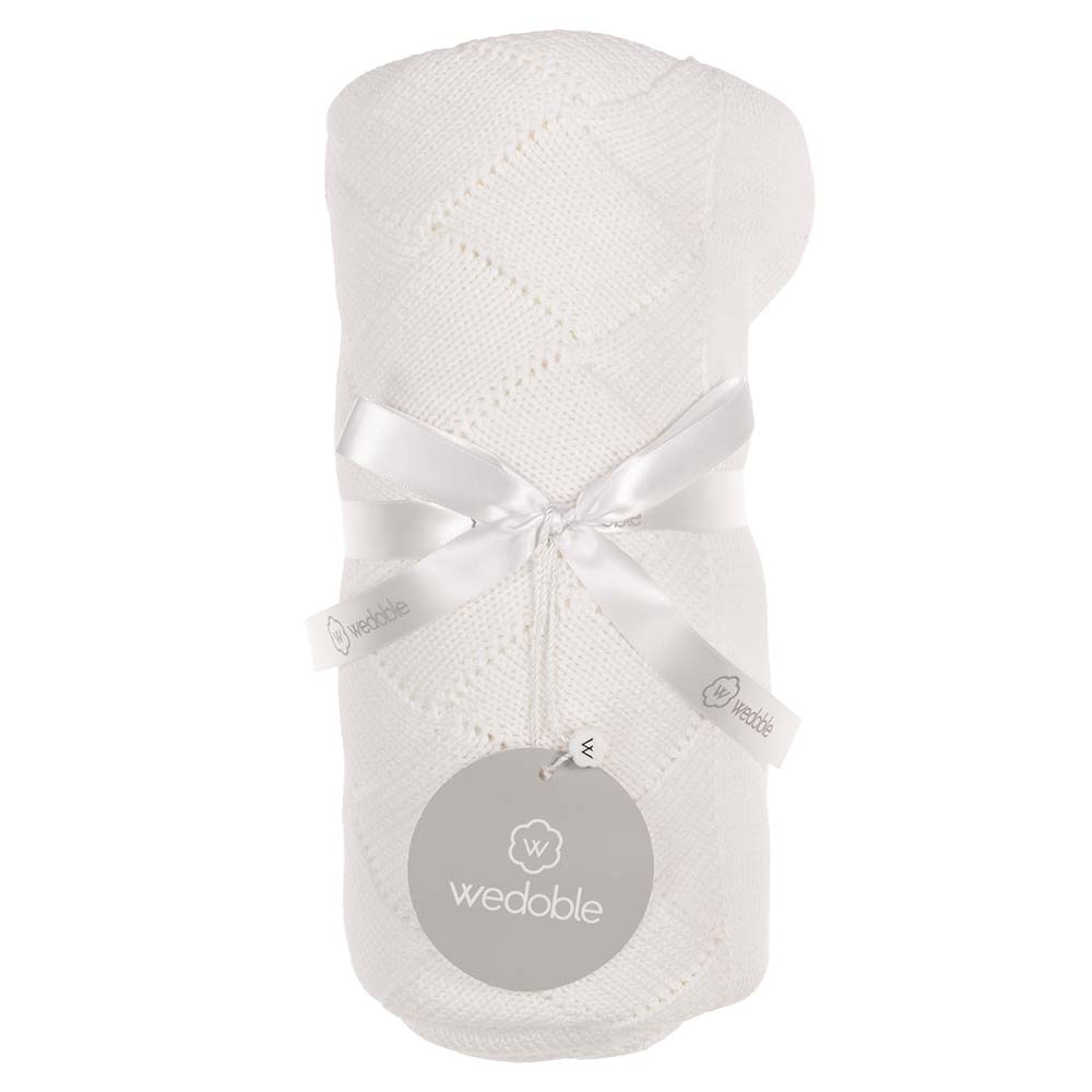 Wedoble Cotton Knit Baby Blanket White.