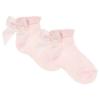 Picture of Meia Pata Openwork Ankle Sock Grosgrain Back Bow - Pale Pink