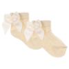 Picture of Meia Pata Openwork Ankle Sock Grosgrain Back Bow - Beige