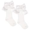 Picture of Meia Pata Openwork Knee Sock Large Satin Side Bow - White