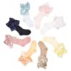 Picture of Meia Pata Openwork Knee Sock Large Satin Side Bow - Peach