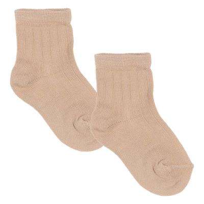 Picture of Meia Pata Boys Traditional Ribbed Ankle Sock- Beige