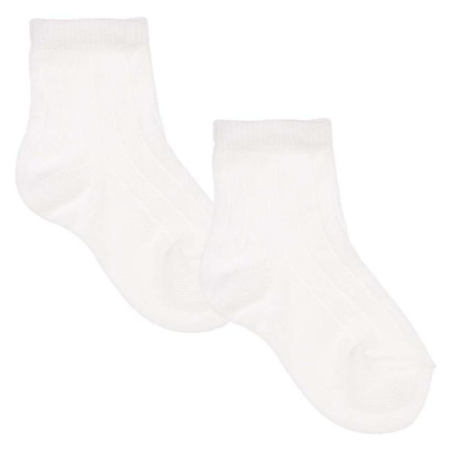 Picture of Meia Pata Boys Traditional Ribbed Ankle Sock- White