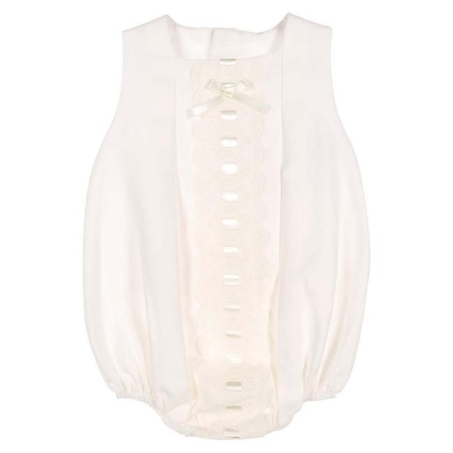 Picture of Eva Class Baby Girl Romper Lace & Ribbon Panel - Ivory