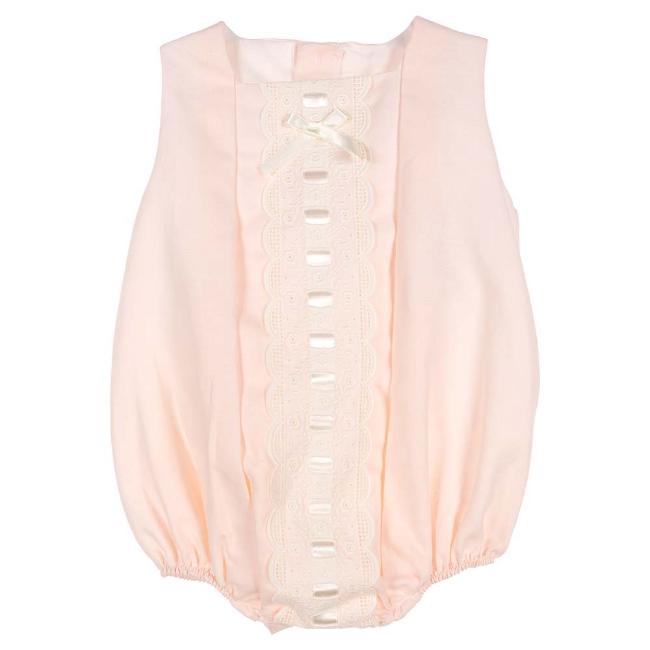 Picture of Eva Class Baby Girl Romper Lace & Ribbon Panel - Pink