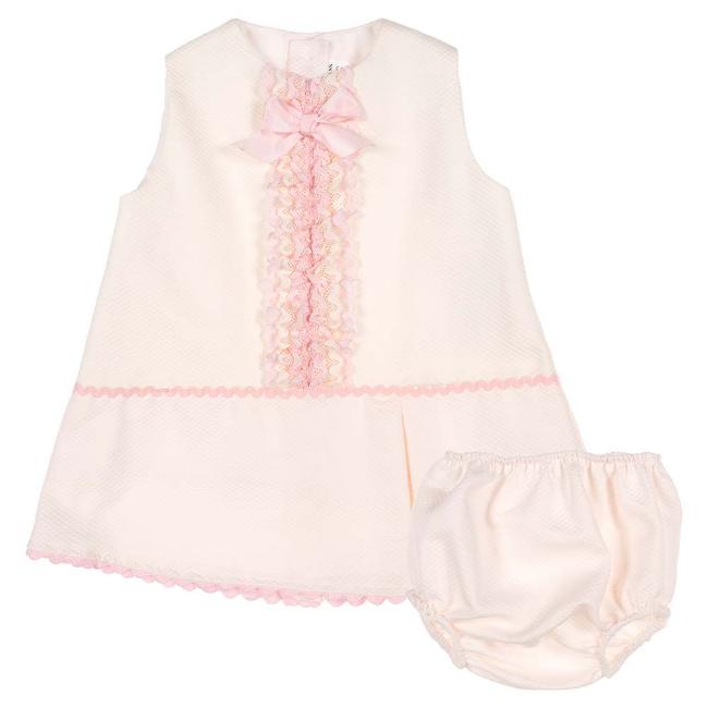 Picture of Eva Class Baby Girl Jacquard Dress Panties Set - Cream Pink