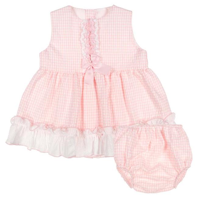 Picture of Eva Class Baby Girl Gingham Dress Panties Set - Pink White