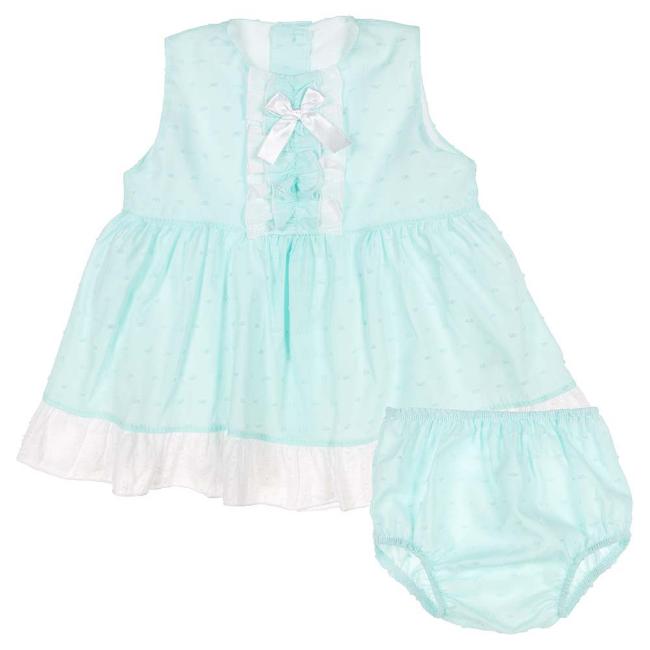 Picture of Eva Class Baby Girl Plumetti Dress Panties Set - Mint White
