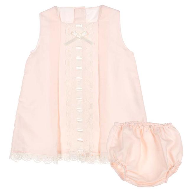 Picture of Eva Class Baby Girl Lace Panel Dress Panties Set - Pink Cream