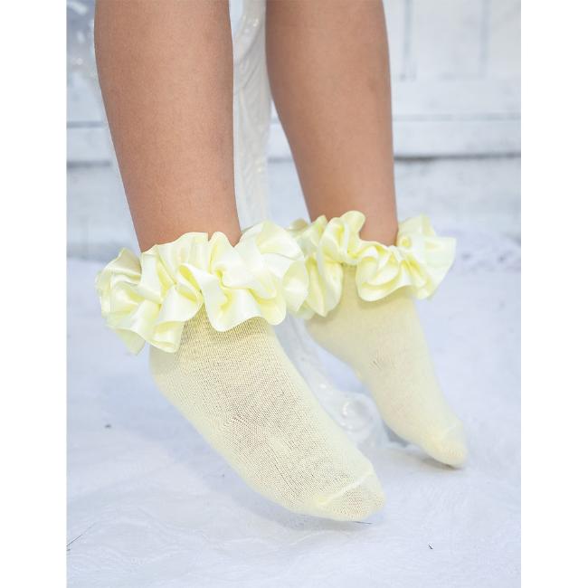 Picture of Caramelo Kids Girls Ribbon Ankle Socks - Pale Yellow