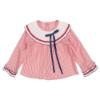 Picture of Loan Bor Toddler Girls Stripe Blouse Ruffle Pants Set - Red Navy
