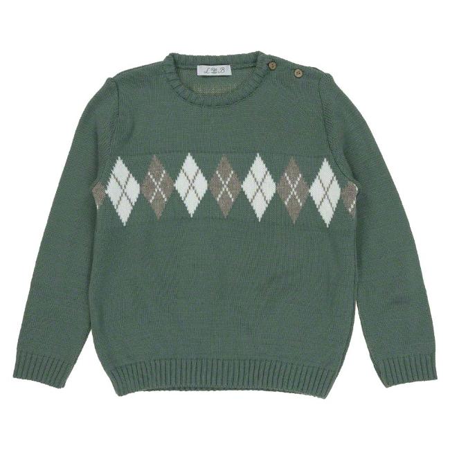 Picture of Loan Bor Toddler Boy Knitted Diamond Sweater - Green