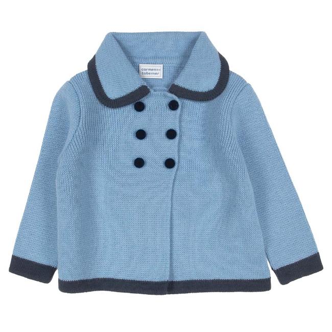 Picture of Carmen Taberner Boys Double Breasted Coat - Blue Navy