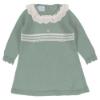 Picture of Carmen Taberner Girls Knitted Long Sleeve Ruffle Dress - Green White